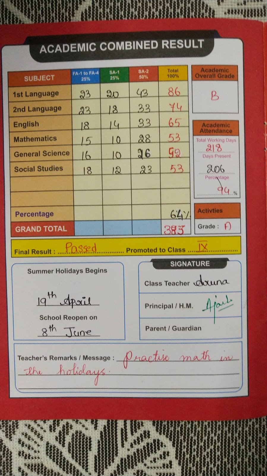 Report Card