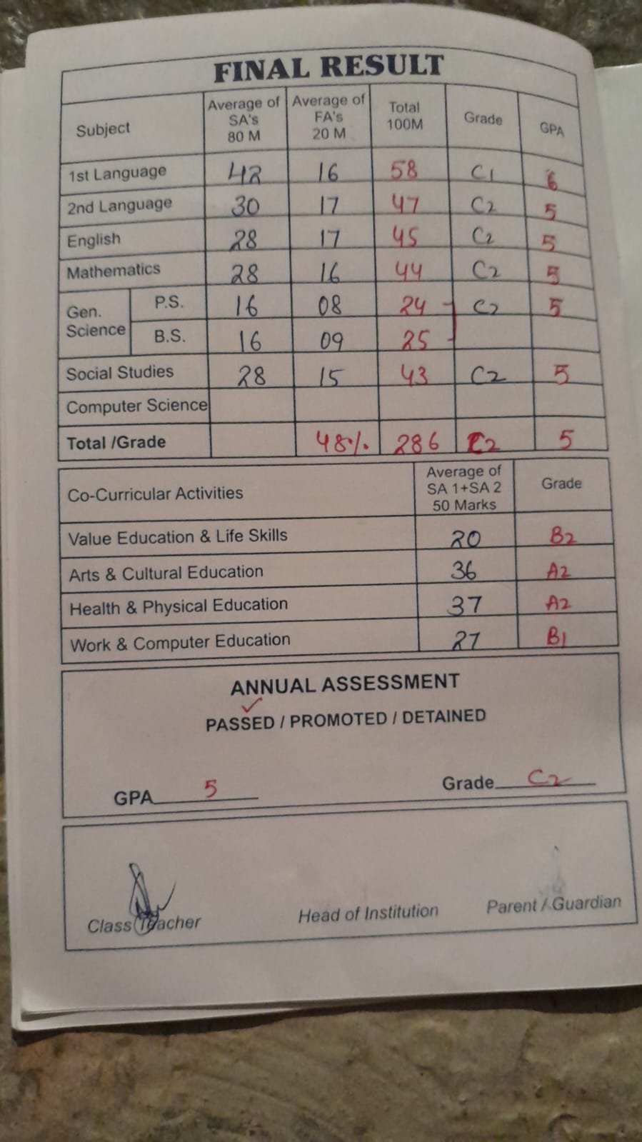Report Card
