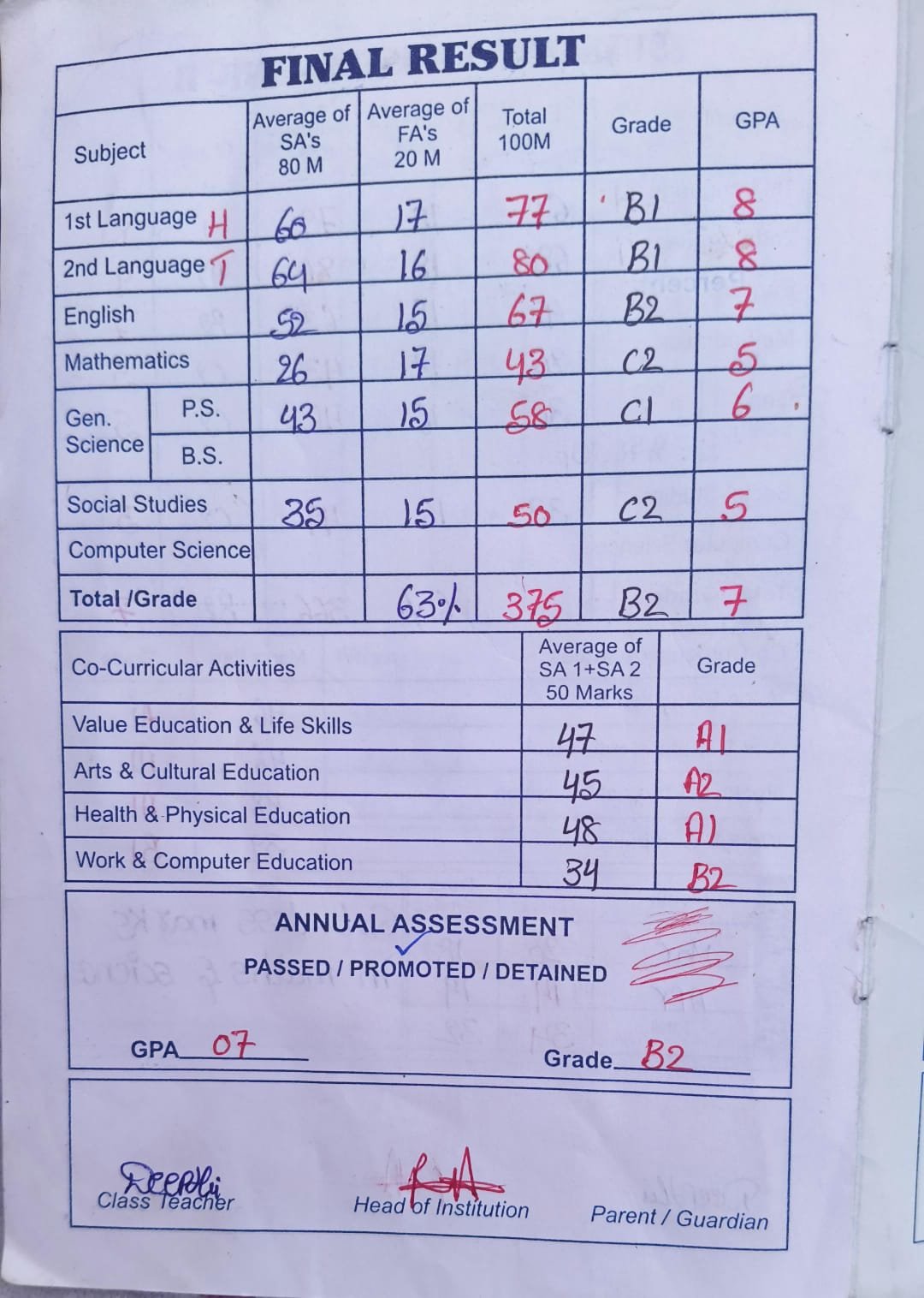 Report Card
