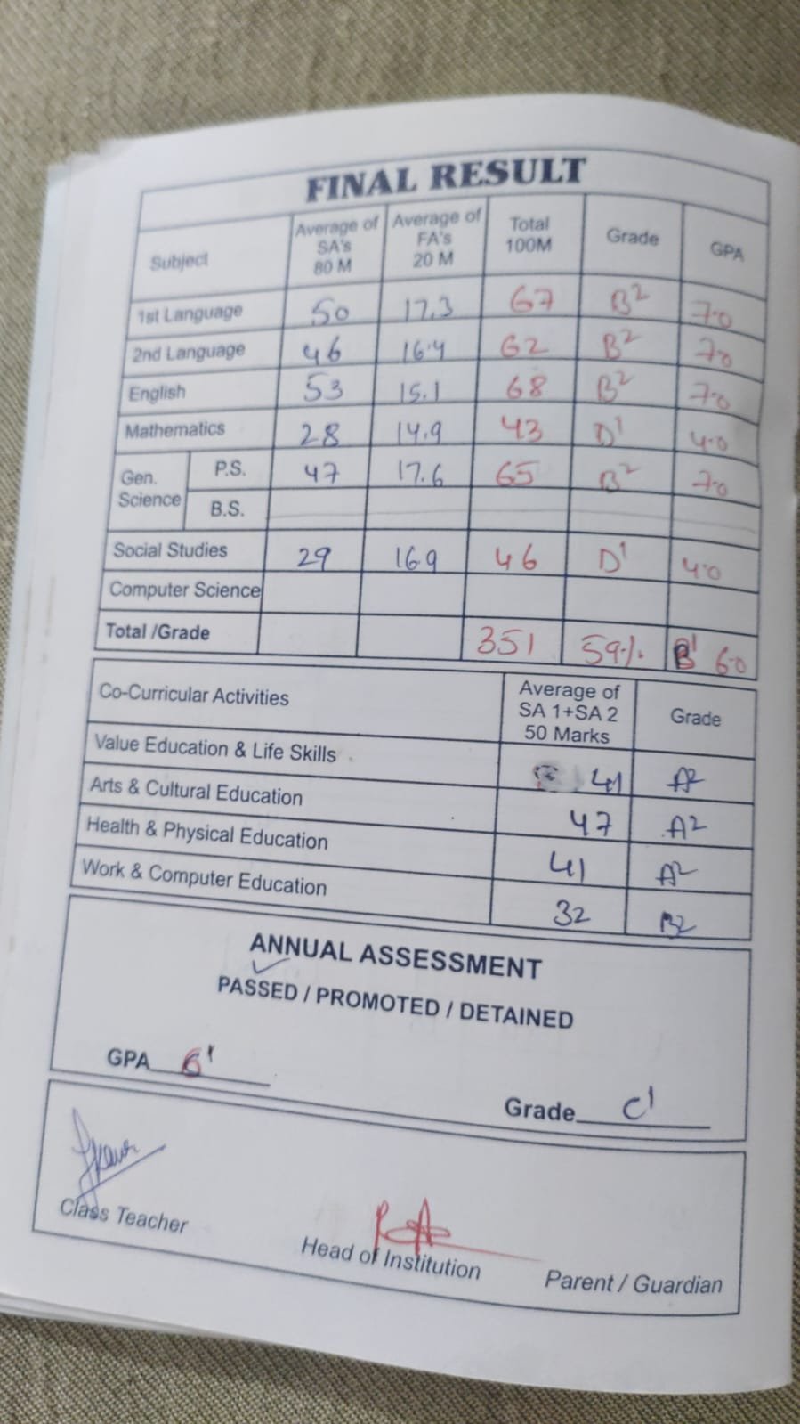 Report Card