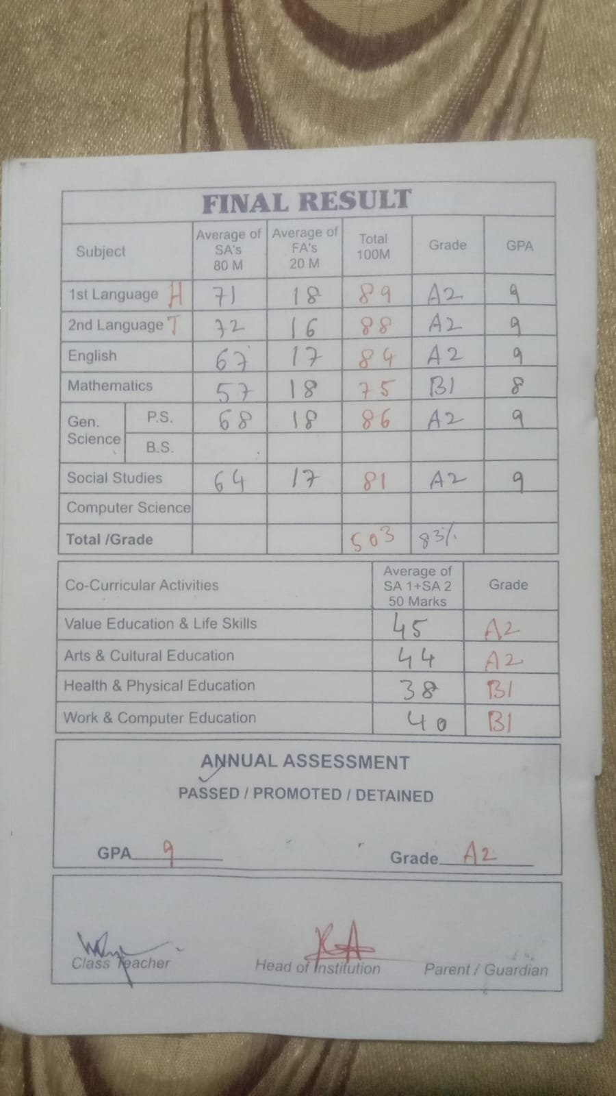 Report Card