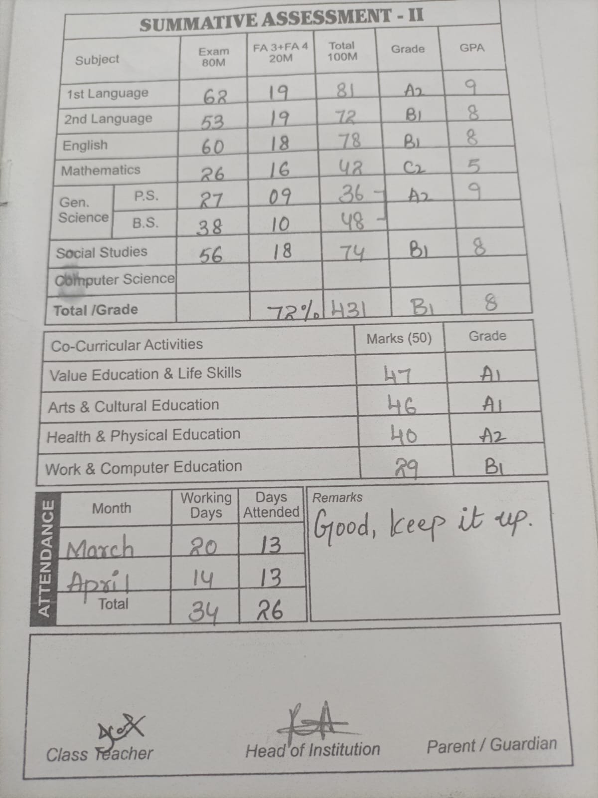 Report Card