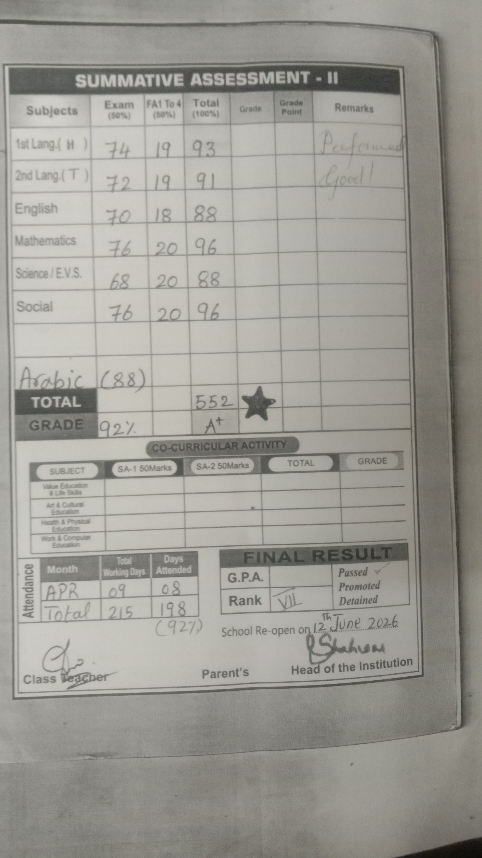 Report Card