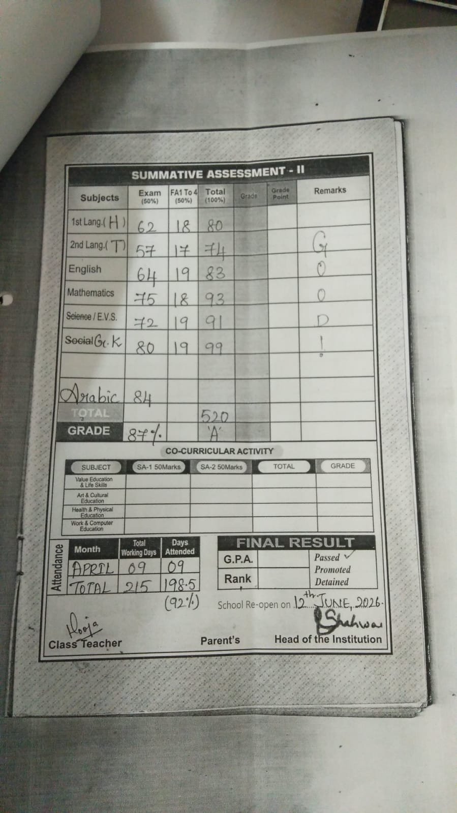 Report Card