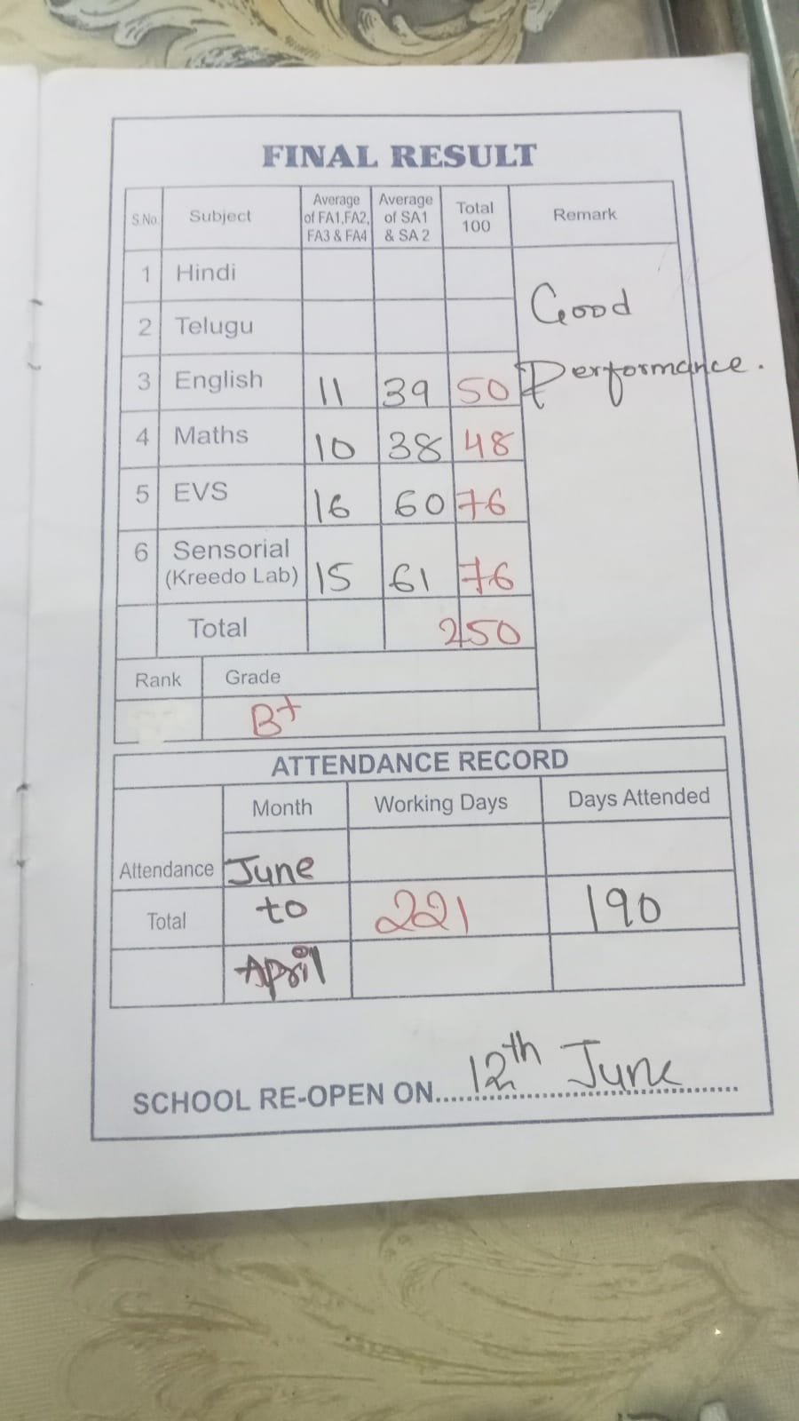 Report Card