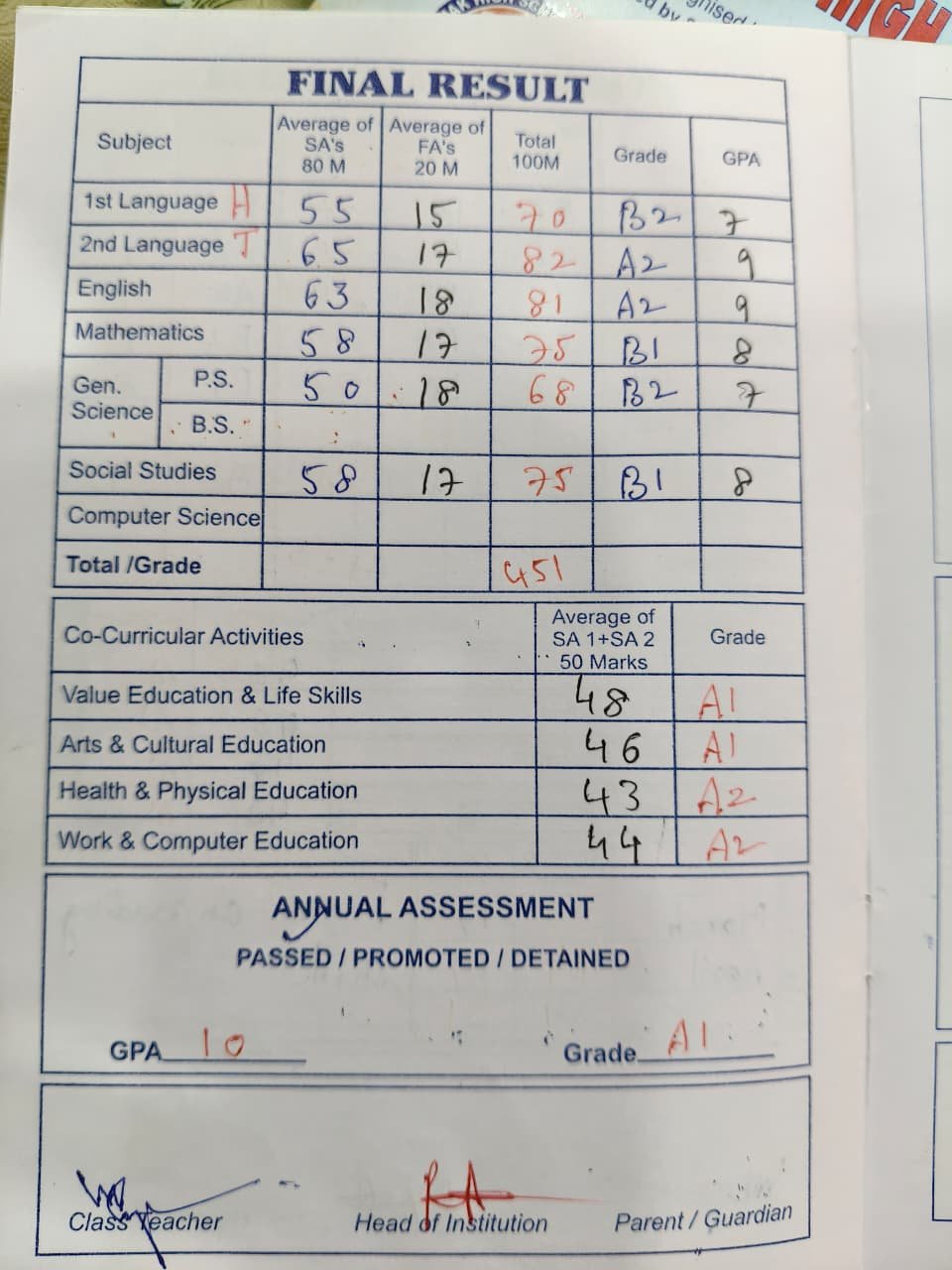 Report Card