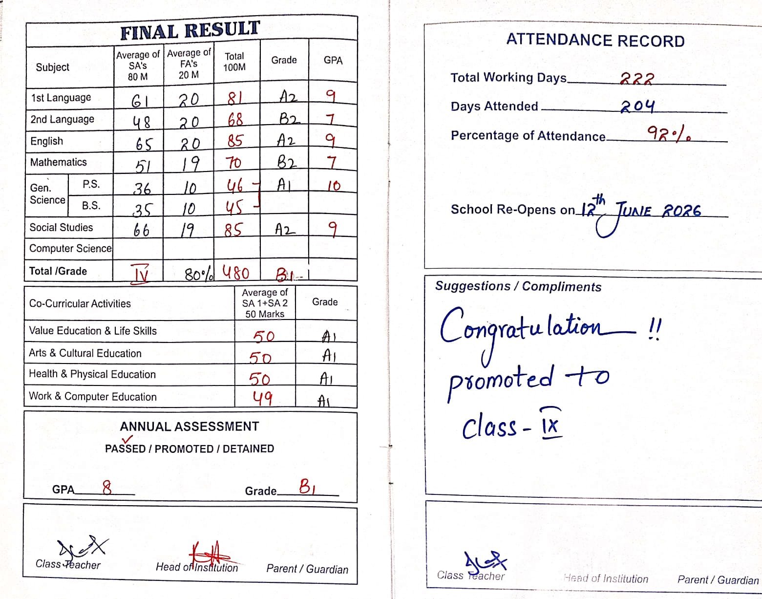 Report Card