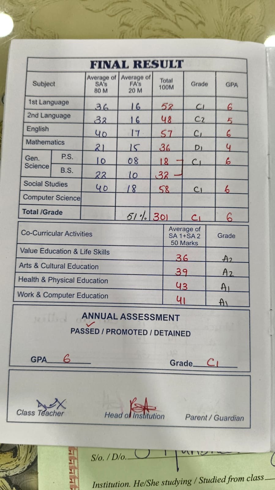 Report Card