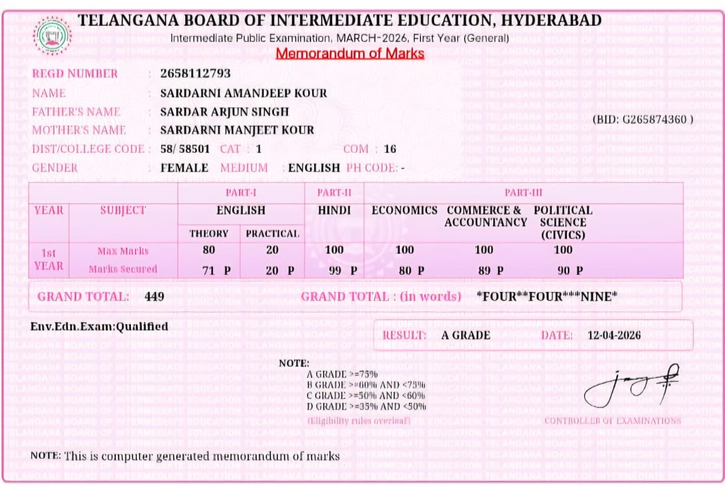Report Card